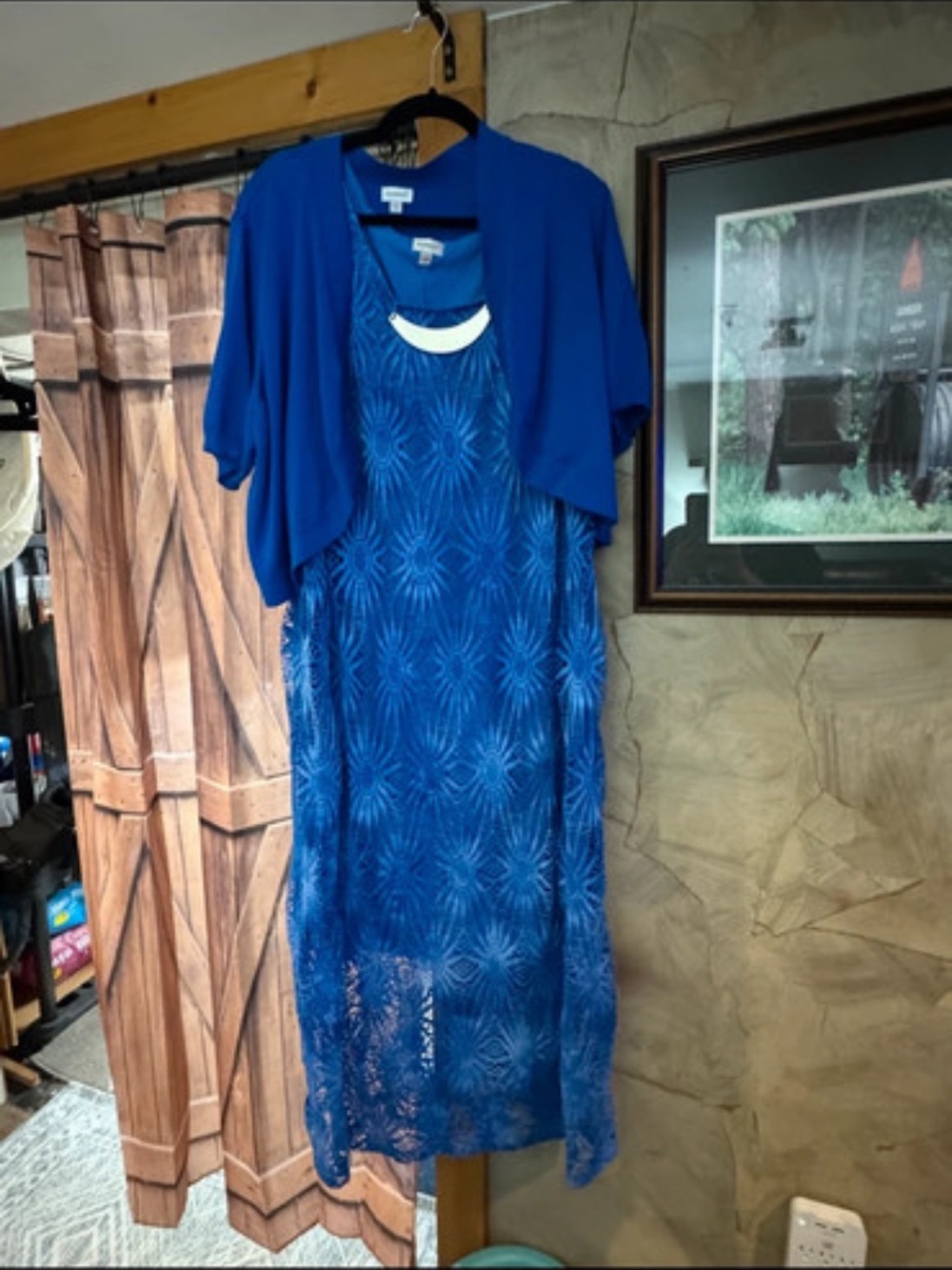 Avenue Blue Lace Maxi Dress with Matching Bolero